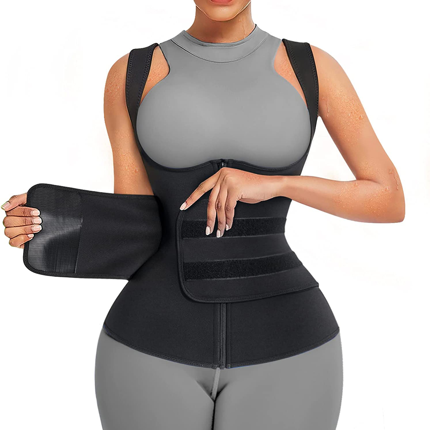 Sweat Waist Trainer Belt Neoprene - Neopren-Saunaanzug für Damen, Sauna-Schwitzweste, Taillentrainer, verstellbare